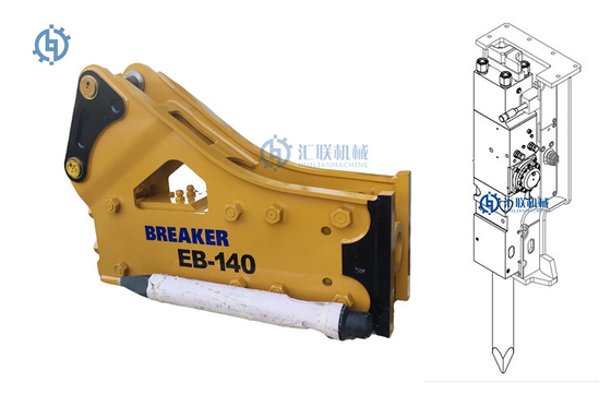 EB140 Top Side Type Rock الهيدروليكية الكسارة المطرقة 25t Excavator Attachment SB81
