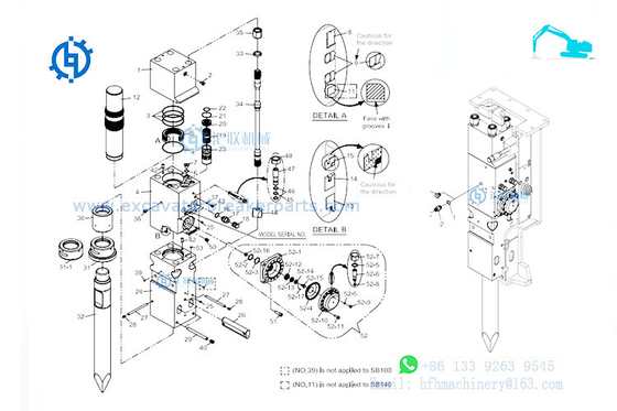 SB70 SB81 SB85 SB100 SB121 SB130 Soosan مجموعة أدوات إصلاح المطرقة الهيدروليكية